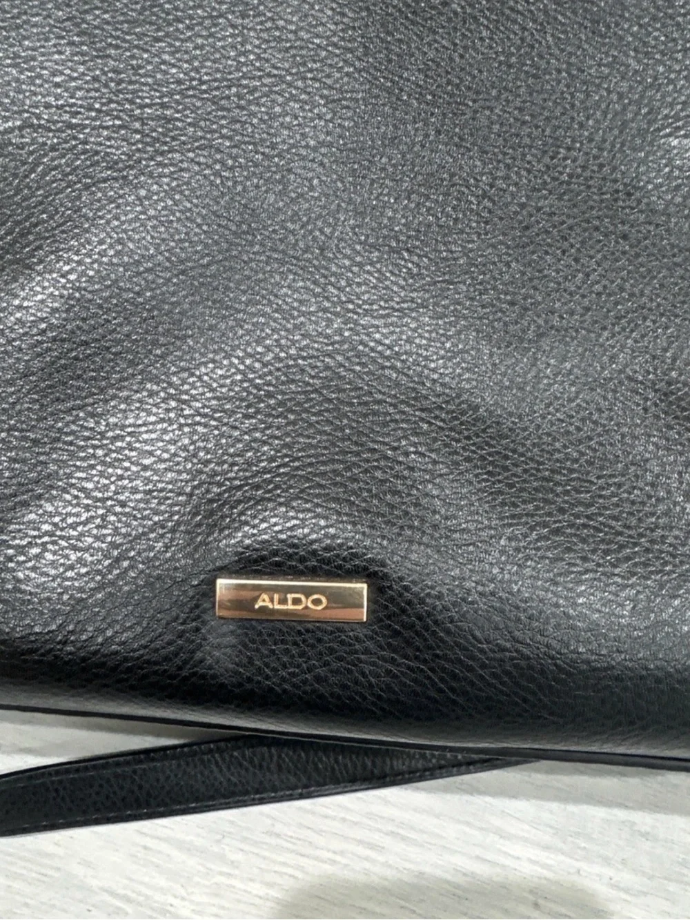 ALDO Black Leather Satchel Tote Crossbody Bag Gold Hardware Women’s Handbag